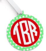 Monogram bag tag in metal for your school or athletic bag