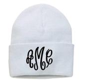 Monogrammed beanie hat.  Personalize this stretch ski hat with a name, greek letters or monogram.