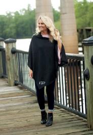 Monogrammed poncho, 2 in 1 ways to wear it as a poncho or a warm monogrammed scarf.