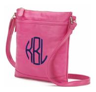 Monogrammed cross body bag.  Personalize with a name or monogram, cross shoulder bag is adjustable.