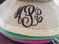 Monogramed sunhats, packable and crushable