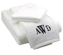 Monogrammed white towels.  Wedding monogram, LGBT monograms.