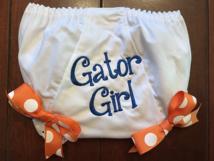 gator girl monogrammed diaper cover; monogrammed panty