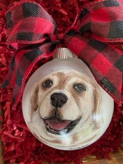 Hand Painted pet ornament; glass pet ornament; how to order a pet ornament