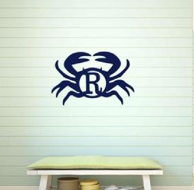 Crab Wood Monogram-1 Initials, print font only made out of 1/2" thick birchwood.  14"H x 25"Wide.