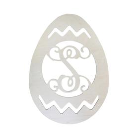 Wood Egg Monogram- 1 Initial vine font only made out of 1/2" thick birch wood.  18" tall x 17.25" wide