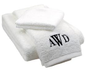 Wedding Towels Monogrammed.  Plush white towels with monogram for wedding gift.