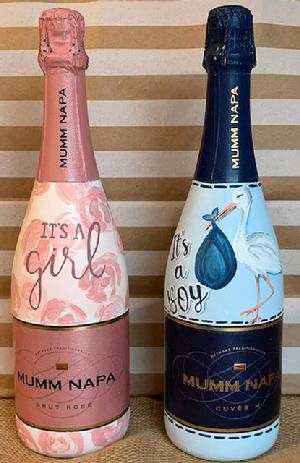 Hand painted champagne bottle; monogrammed champagne bottle; personalized champagne bottle; birthday champagne; wedding champagne