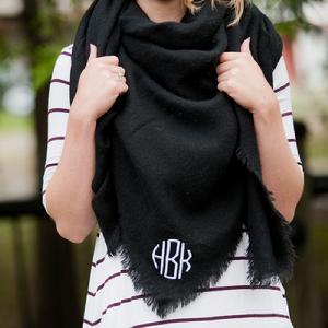 Monogrammed blanket scarf, scarf also worn as a cover or poncho
