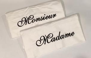 Embroidered pillow cases for Mr. & Mrs./Wedding Gift in french