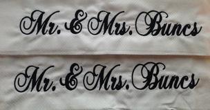 Embroidered pillow cases for Mr. & Mrs./Wedding Gift