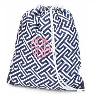Drawstring backpack with monogram