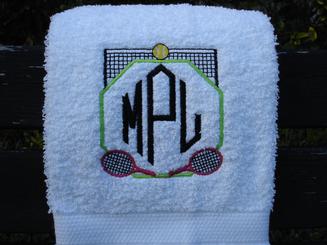 Tennis Towel, personalized in 4 colors.