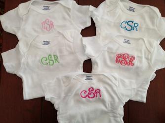 Onesies- free monogram or full name embroidered in your choice of colors.