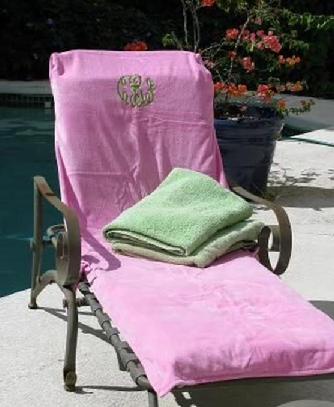 Beach chair cover, monogrammed towel