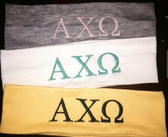 monogrammed headbands with sorority greek letters or name