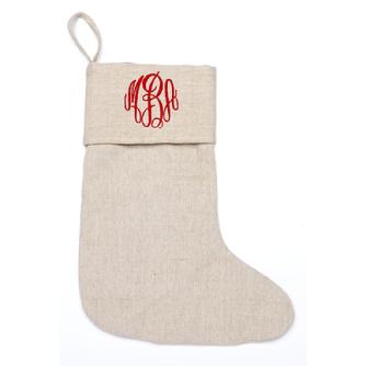 Stockings monogrammed for Christmas.  A full name, monogram or initial can be embroidered on your stocking choice.