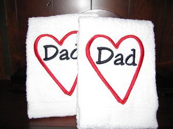 Valetntine Gift for Dad.  Set of two embroidered hand towels.